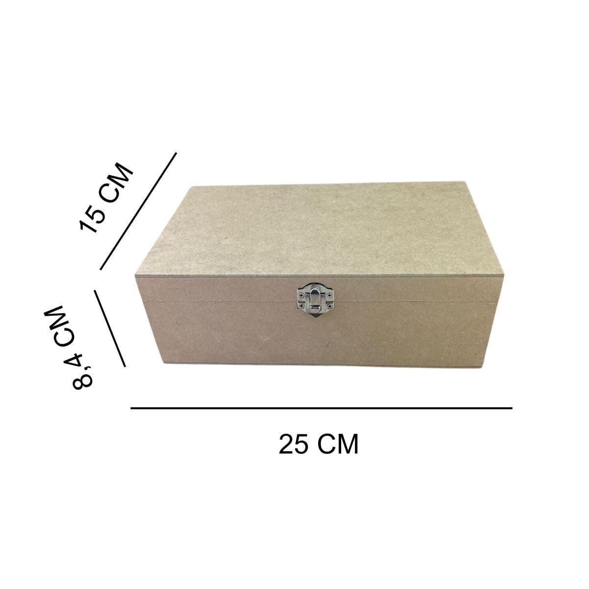 Caixa Retangular em MDF com Dobradiça e Fecho 25x15x8,4cm - Palácio da Arte