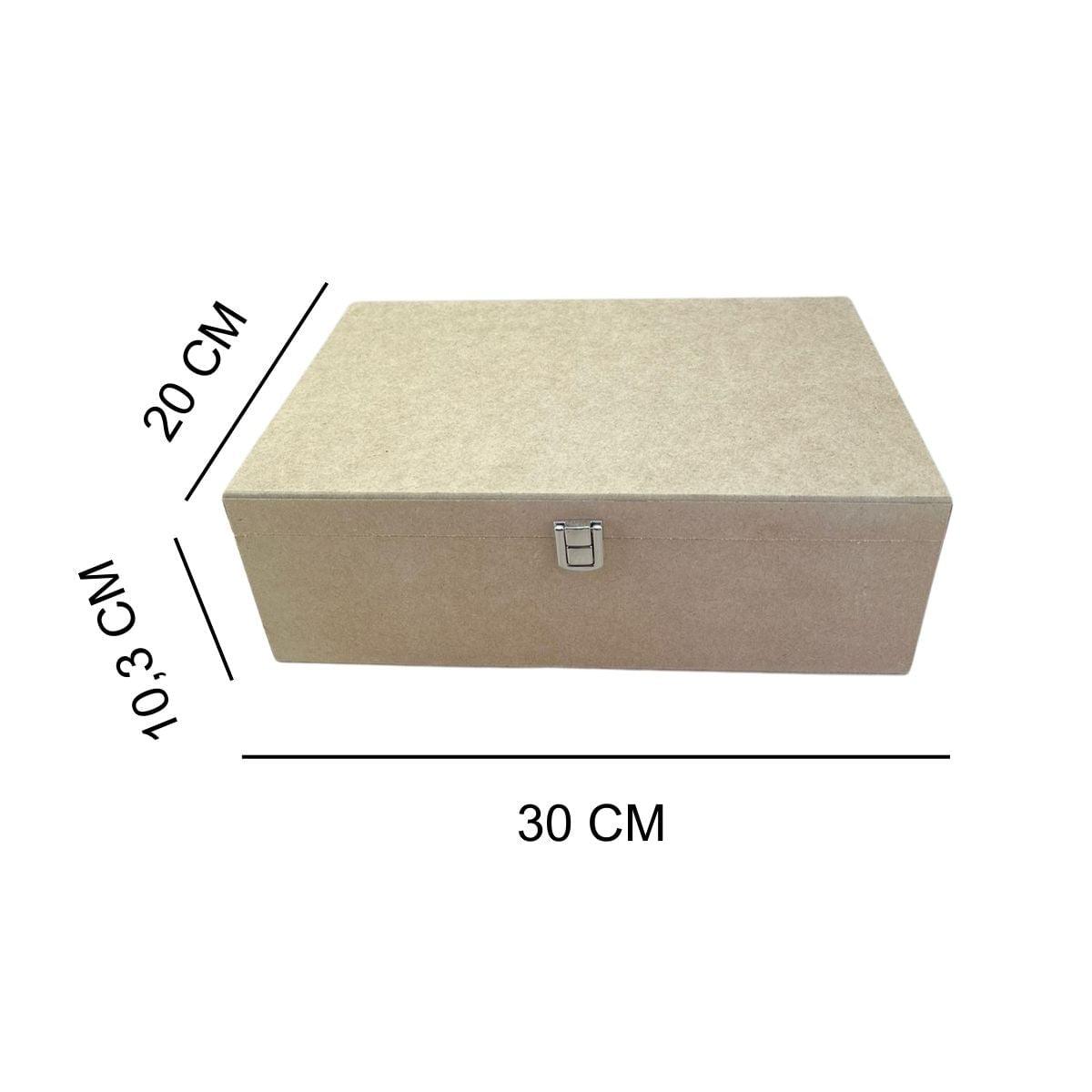 Caixa Retangular em MDF com Dobradiça e Fecho 30x20x10,3cm - Palácio da Arte