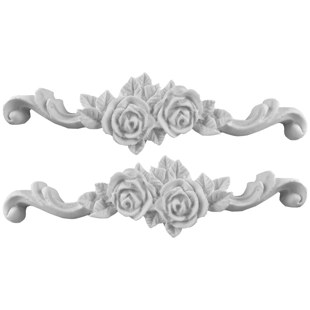 Cantoneira Colonial Rosas 3,5x12,5cm com 2 unidades Resina - Palácio da Arte