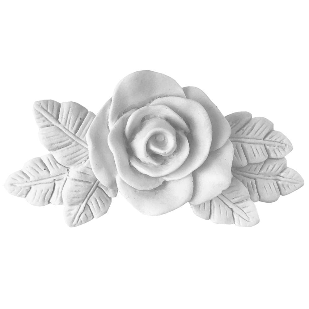Cantoneira Rosa com Folhas Grandes 10,5x5,5x2cm Resina - Palácio da Arte