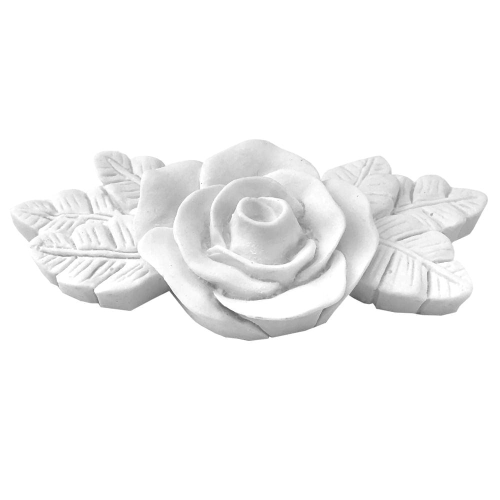 Cantoneira Rosa com Folhas Grandes 10,5x5,5x2cm Resina - Palácio da Arte