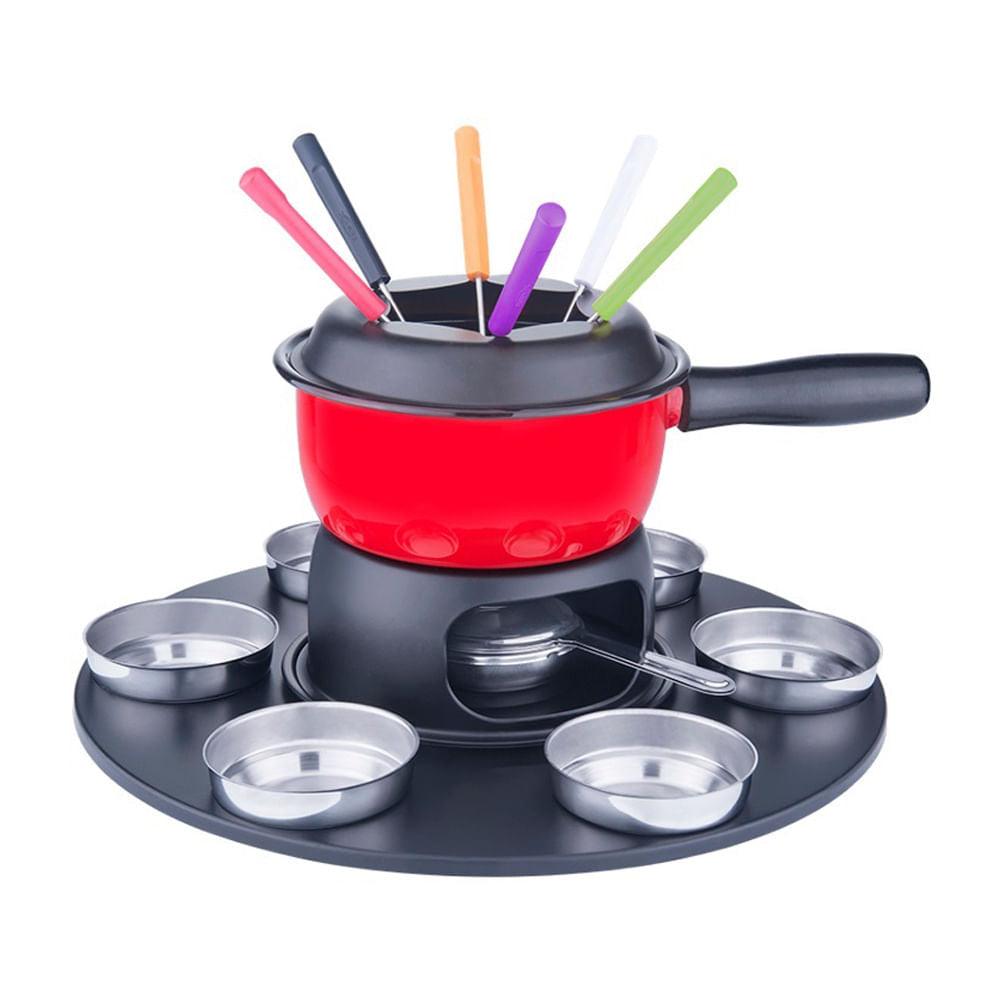Conjunto para Fondue 17 peças Brinox Preto e Vermelho 1252/116 - Palácio da Arte