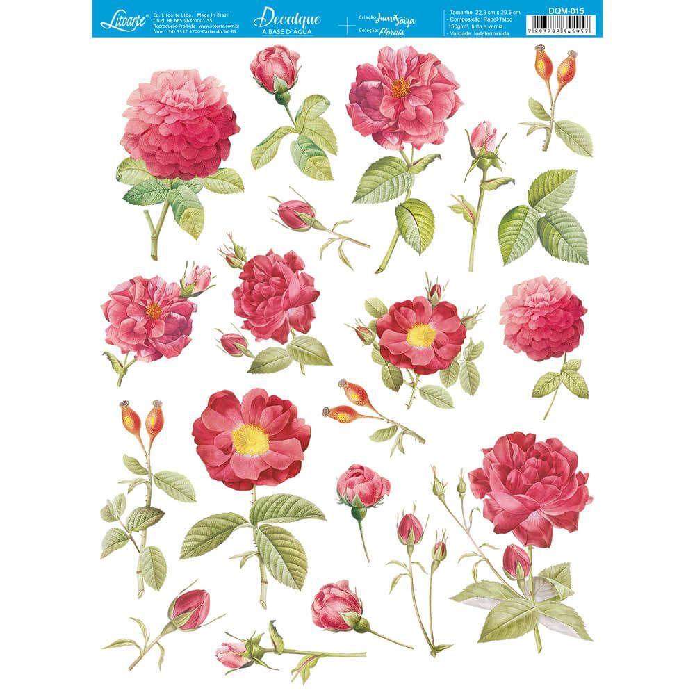 Decalque a Base de Água Litoarte DQM-015 15x18,7cm Estampa Floral - Palácio da Arte
