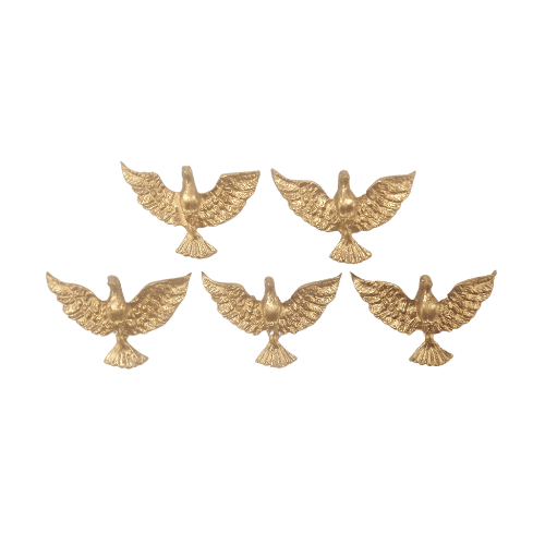 Divino Espírito Santo Asinha Dourado 3x4cm 5 unidades Resina - Palácio da Arte
