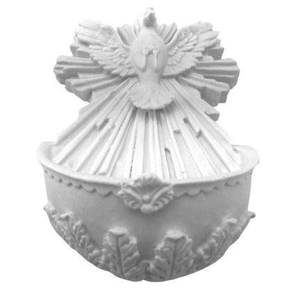 Divino Espírito Santo Pia Batismo 14x9x4,5cm Resina - Palácio da Arte