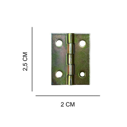 Dobradiça Zincada em Metal Dourado 2,5x2cm Kit com 2 peças - Palácio da Arte