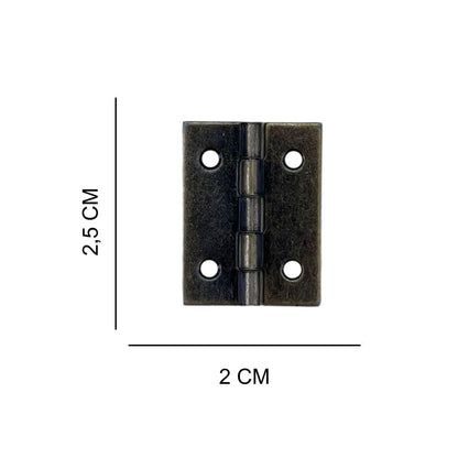 Dobradiça Zincada em Metal Ouro Velho 2,5x2cm Kit com 2 peças - Palácio da Arte