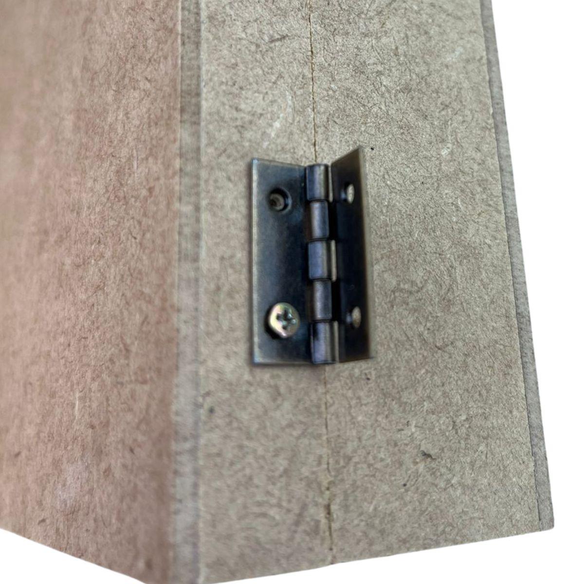 Dobradiça Zincada em Metal Ouro Velho 2,5x2cm Kit com 2 peças - Palácio da Arte