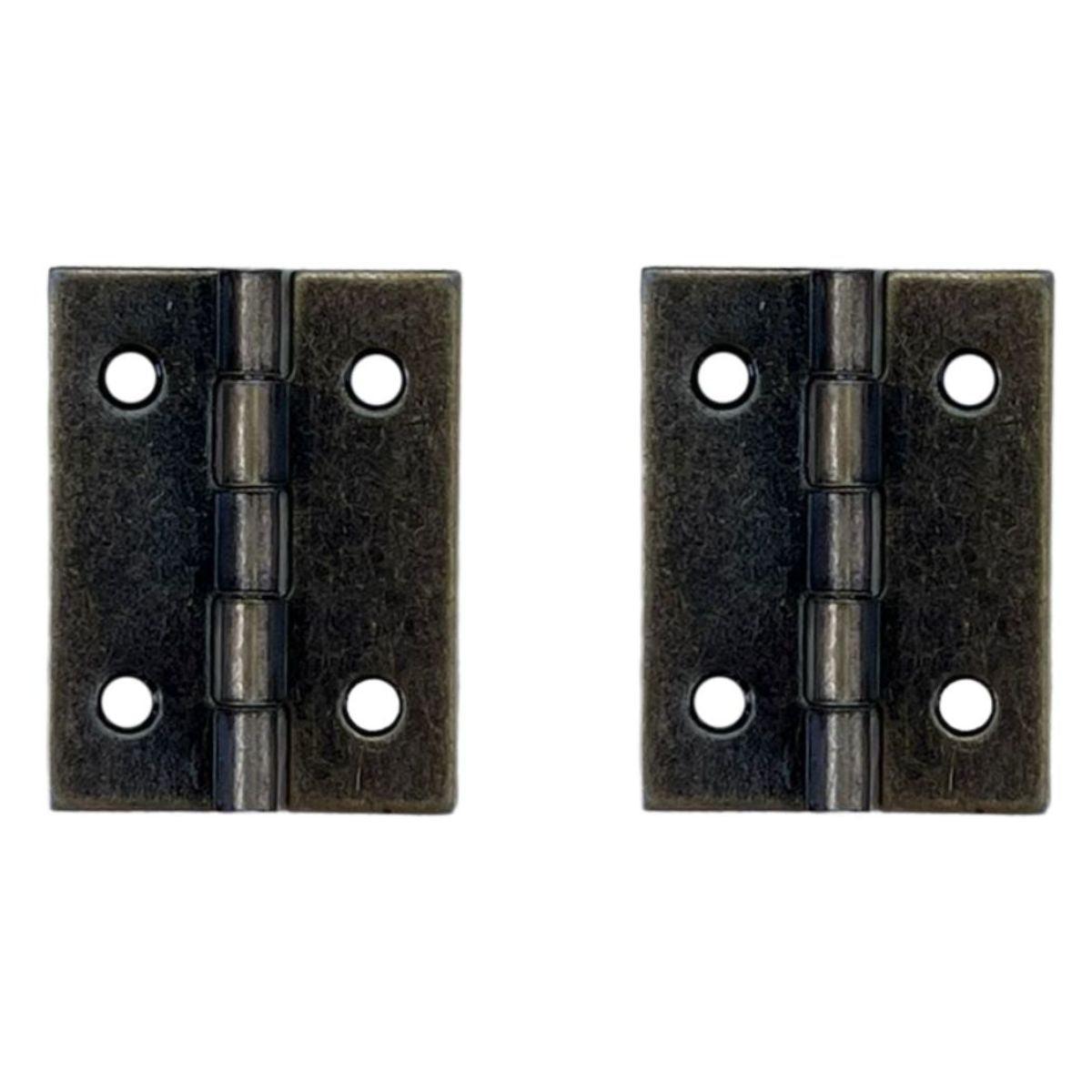 Dobradiça Zincada em Metal Ouro Velho 2,5x2cm Kit com 2 peças - Palácio da Arte