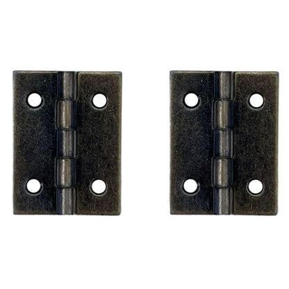 Dobradiça Zincada em Metal Ouro Velho 2,5x2cm Kit com 2 peças - Palácio da Arte