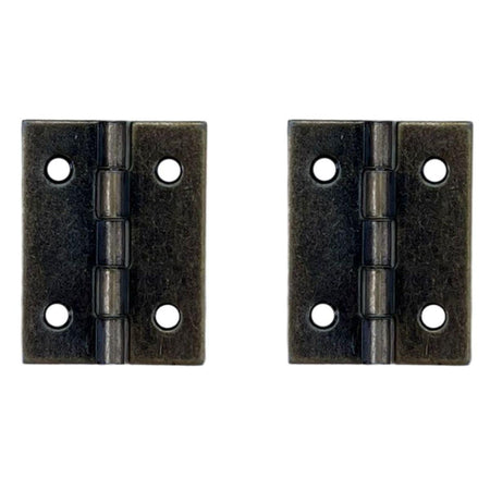 Dobradiça Zincada em Metal Ouro Velho 2,5x2cm Kit com 2 peças - Palácio da Arte