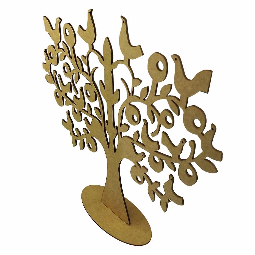 Enfeite de Mesa Árvore com Pássaros 20,5x20cm em MDF - Palácio da Arte