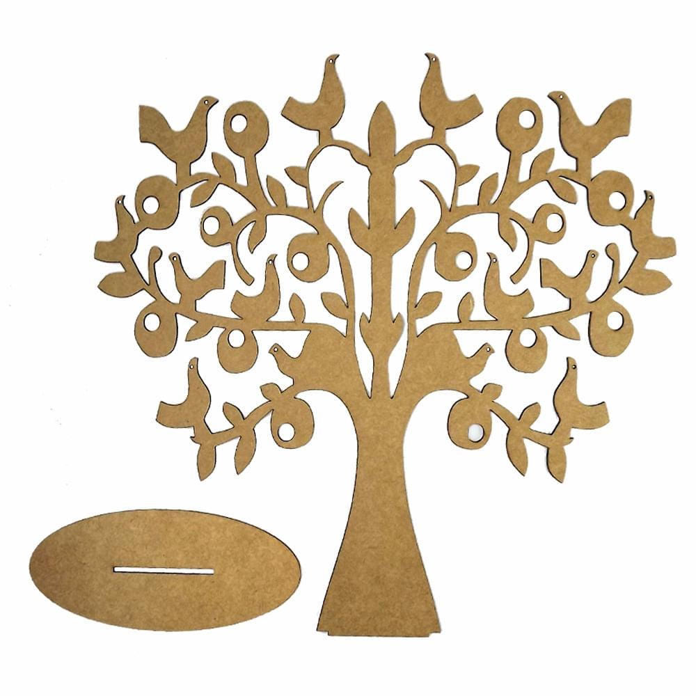 Enfeite de Mesa Árvore com Pássaros 20,5x20cm em MDF - Palácio da Arte