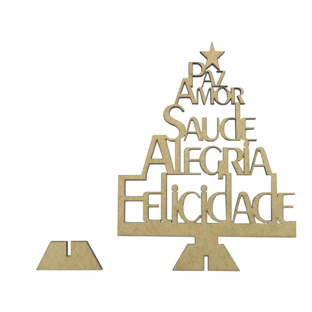 Enfeite de Mesa Árvore de Natal Mensagens 16,7x12,6x4,8cm em MDF - Palácio da Arte