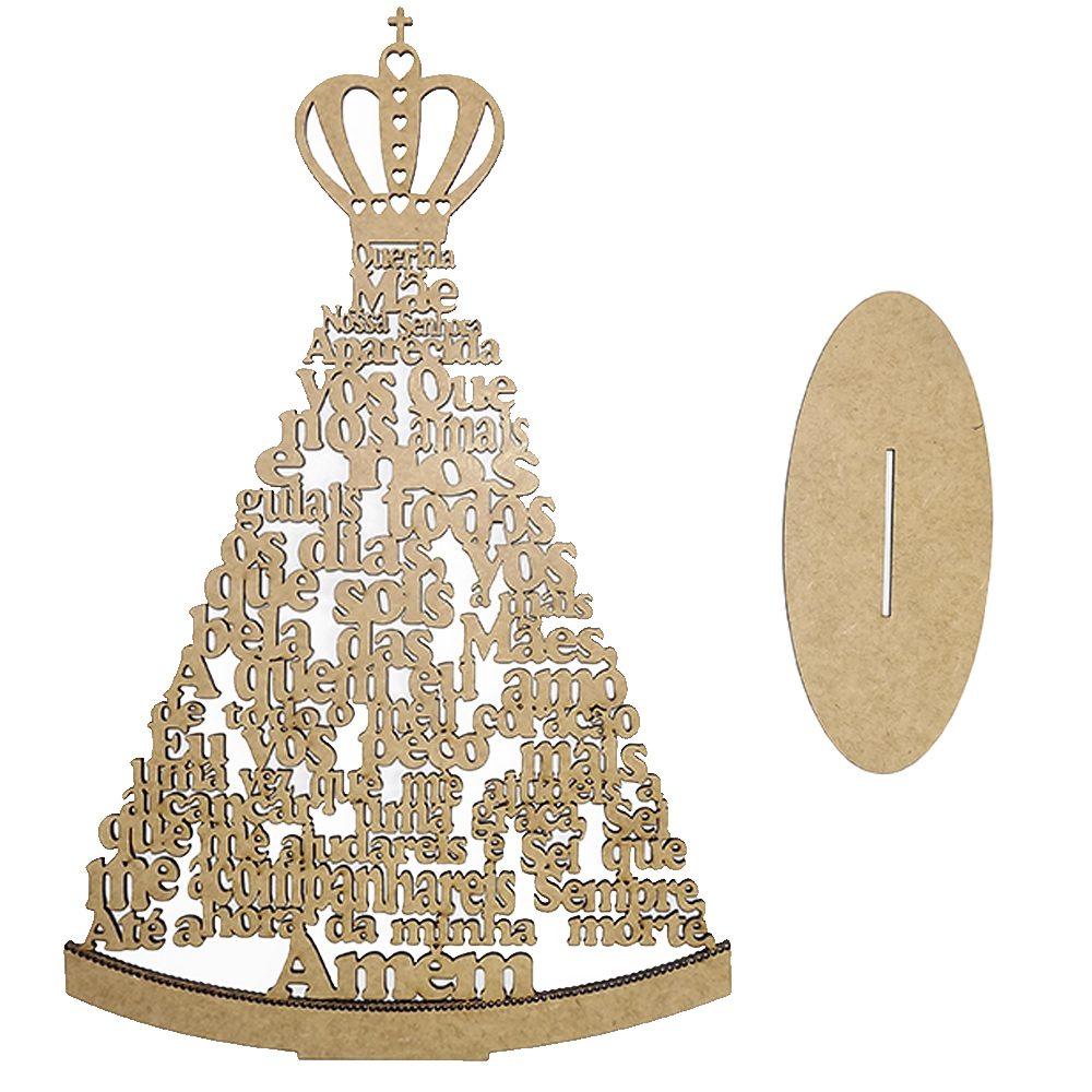 Enfeite de Mesa Oração Nossa Senhora Aparecida 30x19,1x7cm em MDF - Palácio da Arte