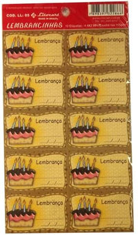 Etiqueta para Lembrançinhas LL-005 Aniversário com 100 unidades Litocart - Palácio da Arte