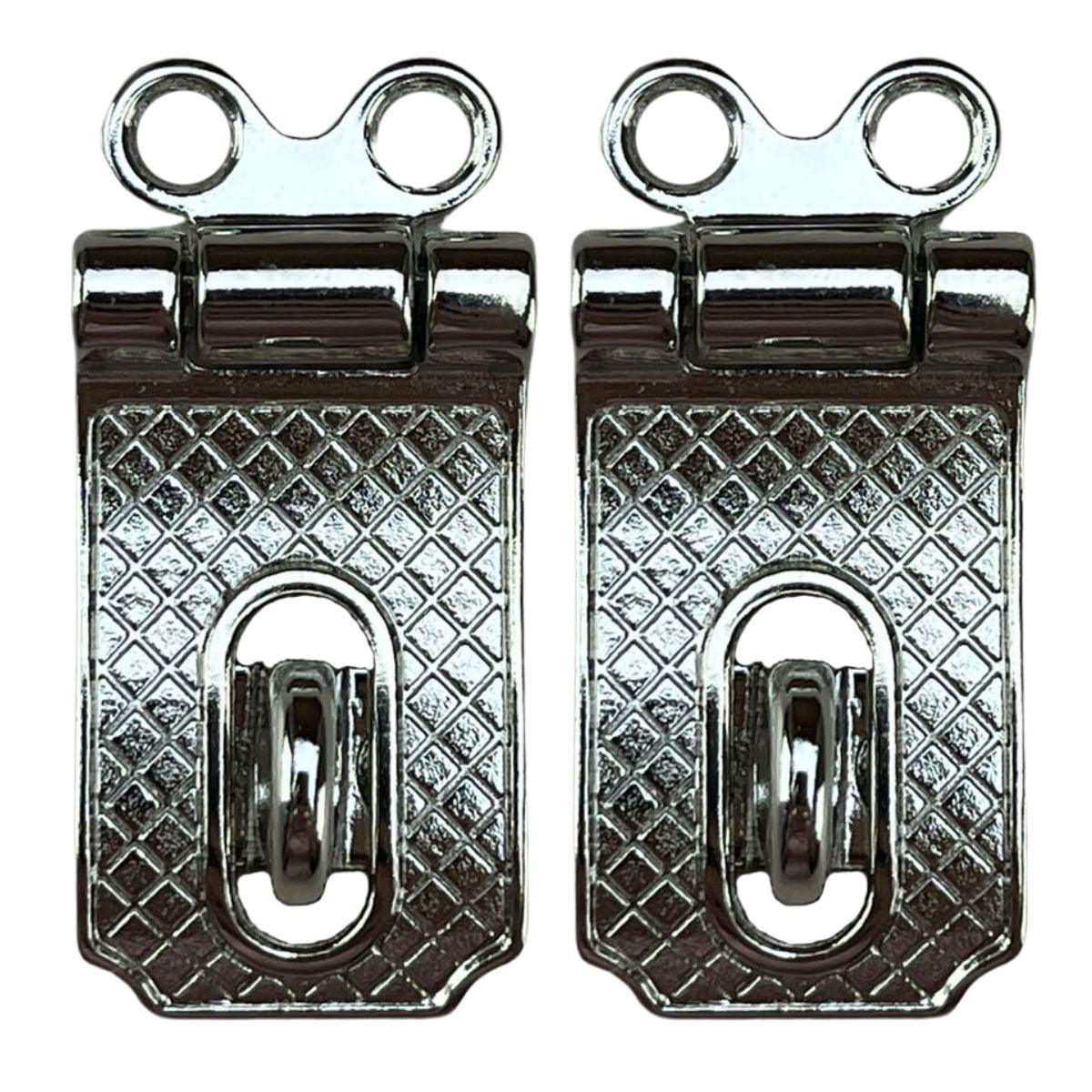 Fecho Porta Cadeado em Metal Níquel 4x2cm Kit com 2 peças - Palácio da Arte