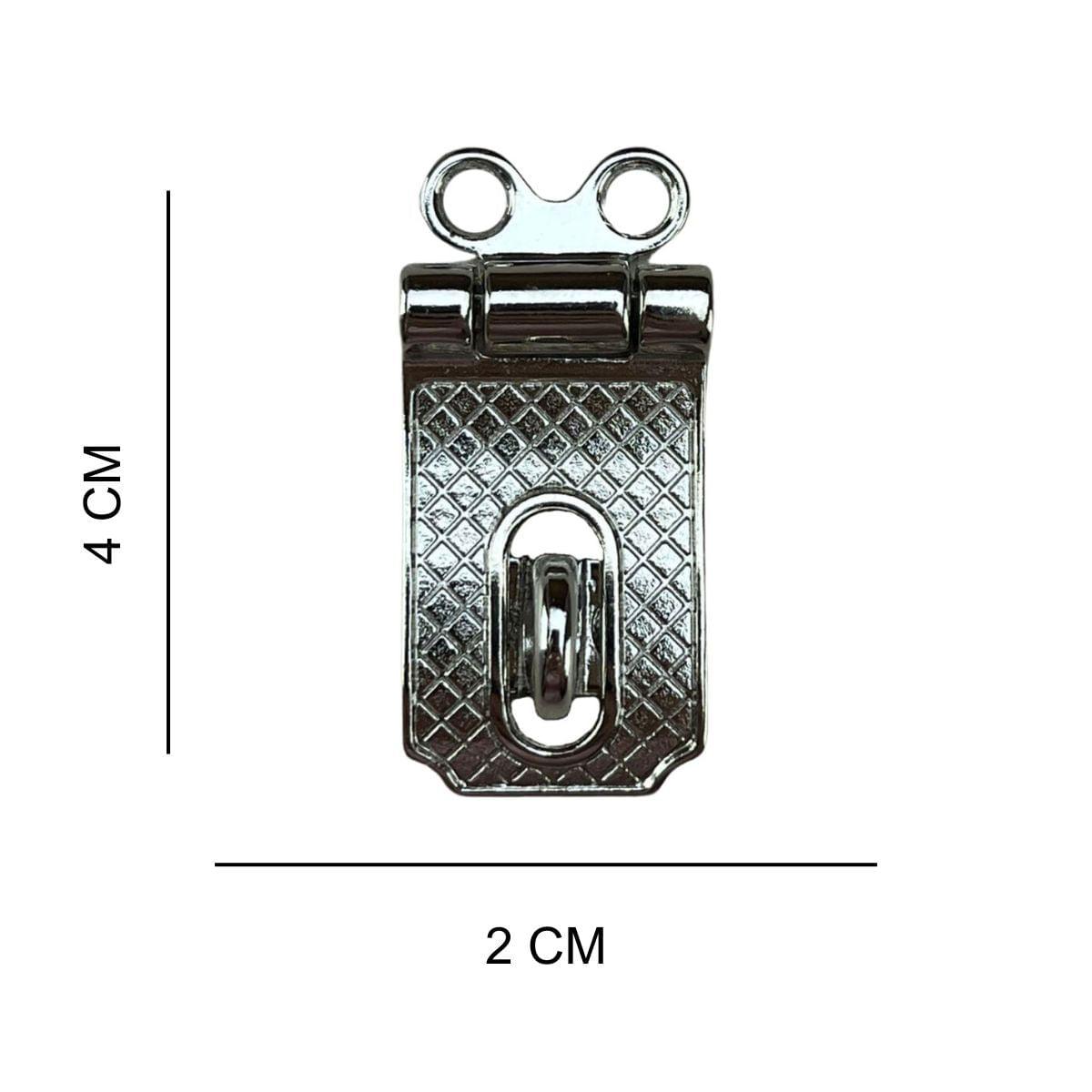 Fecho Porta Cadeado em Metal Níquel 4x2cm Kit com 2 peças - Palácio da Arte