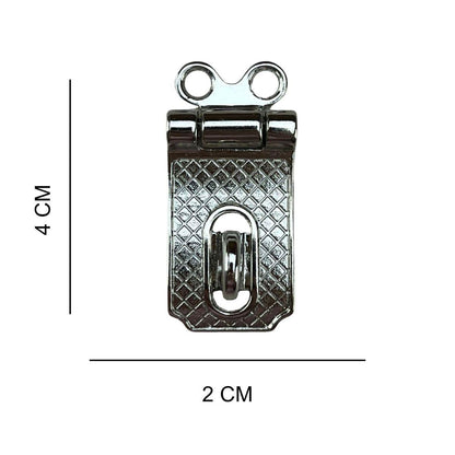 Fecho Porta Cadeado em Metal Níquel 4x2cm Kit com 2 peças - Palácio da Arte