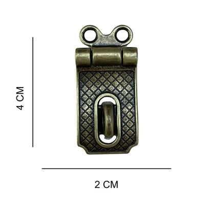 Fecho Porta Cadeado em Metal Ouro Velho 4x2cm Kit com 2 peças - Palácio da Arte