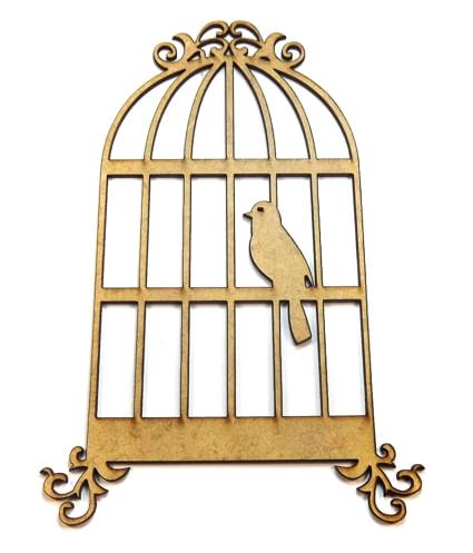 Gaiola 1 Passarinho Imperial 15x11cm em MDF - Palácio da Arte