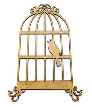 Gaiola 1 Passarinho Imperial 15x11cm em MDF - Palácio da Arte