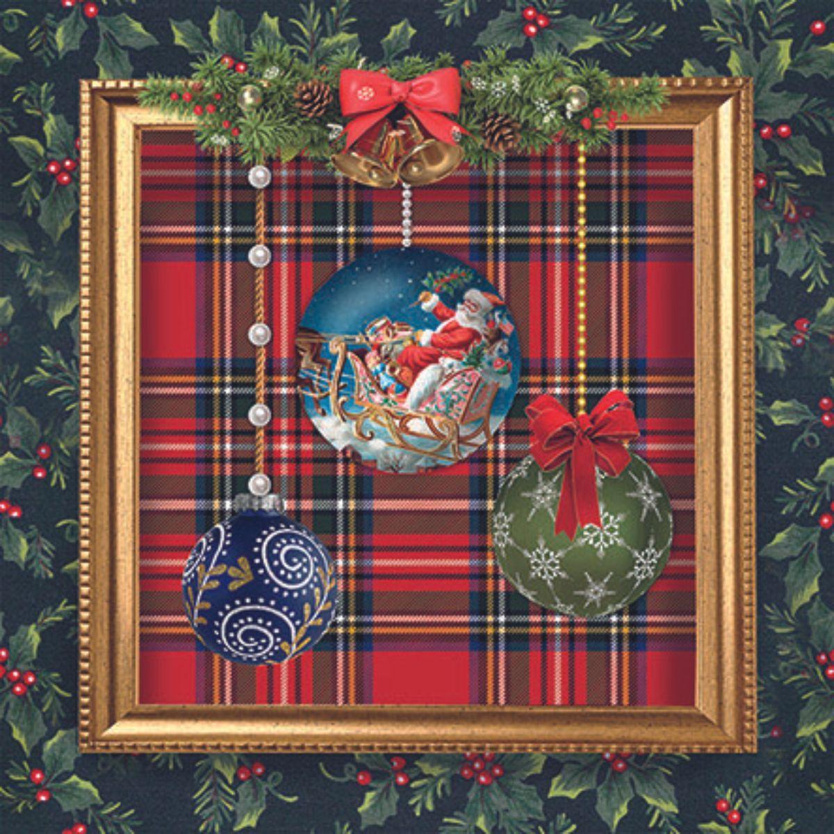 Guardanapo Decoupage Natal Baubles In Frame 33317995 Ambiente com 2 peças - Palácio da Arte