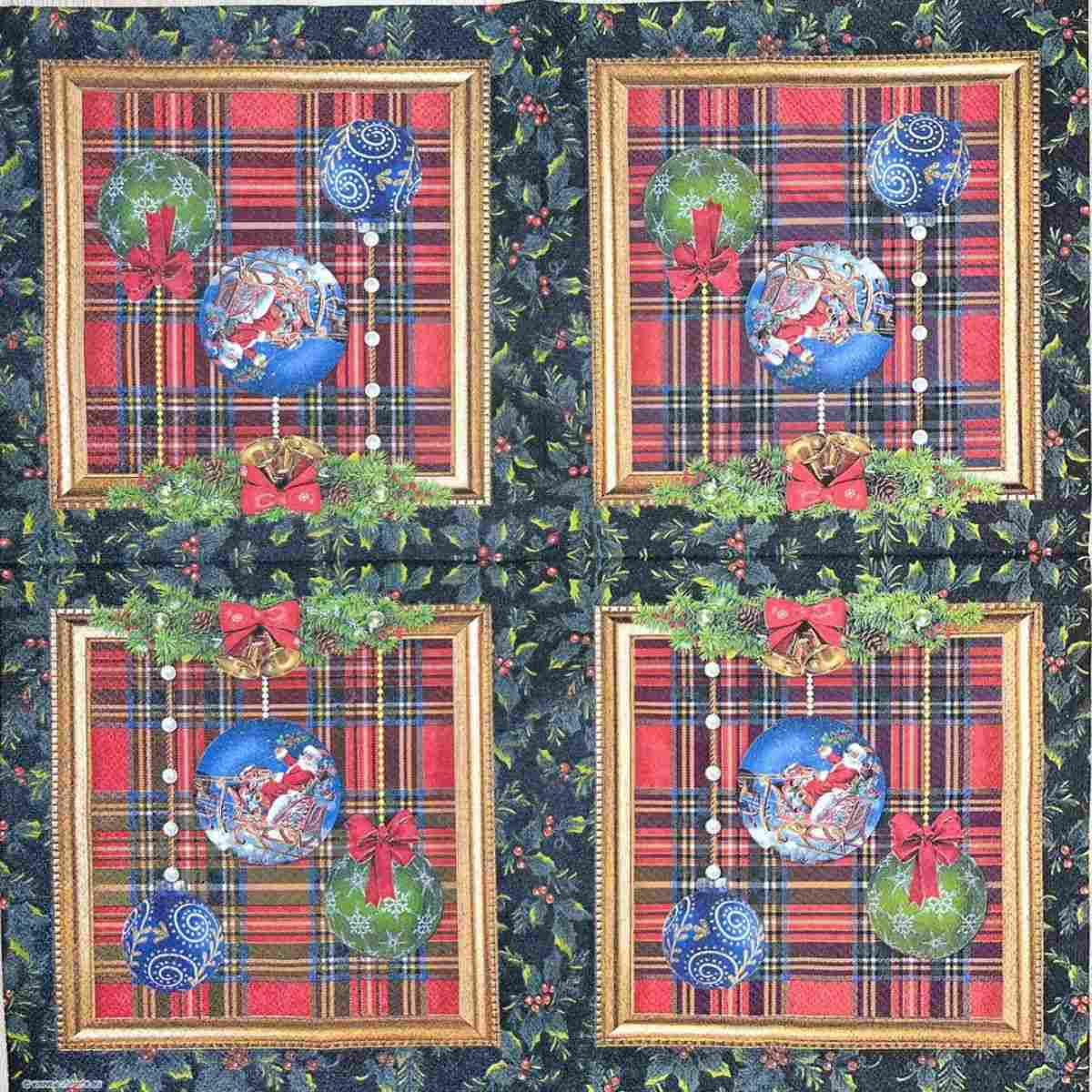 Guardanapo Decoupage Natal Baubles In Frame 33317995 Ambiente com 2 peças - Palácio da Arte