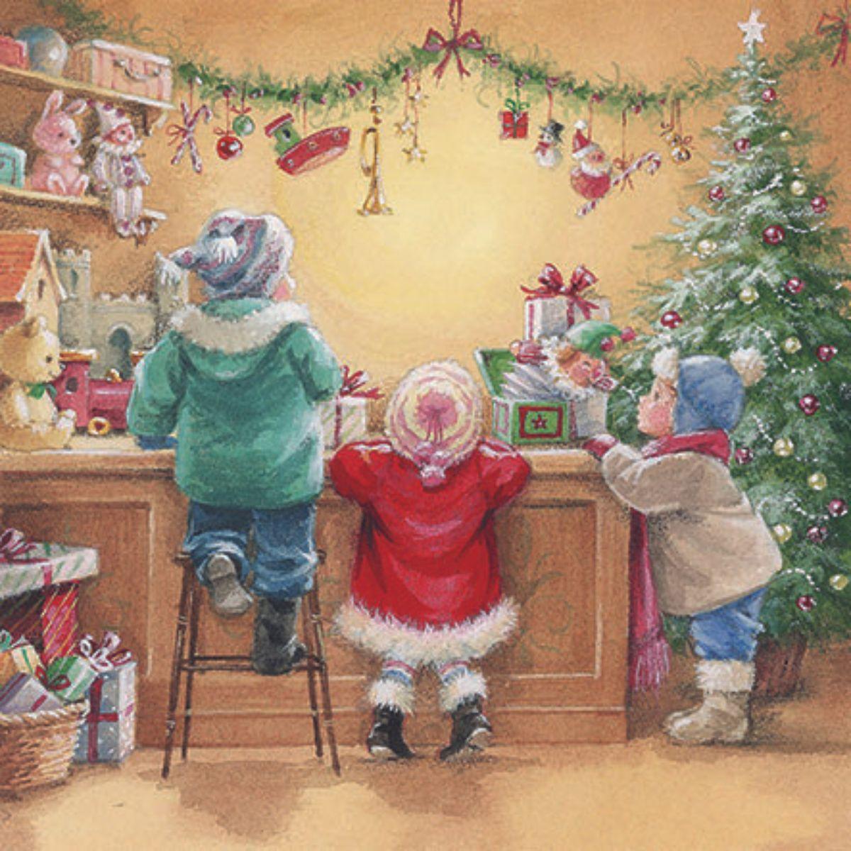 Guardanapo Decoupage Natal Children In Toy Store 33316620 Ambiente com 2 peças - Palácio da Arte