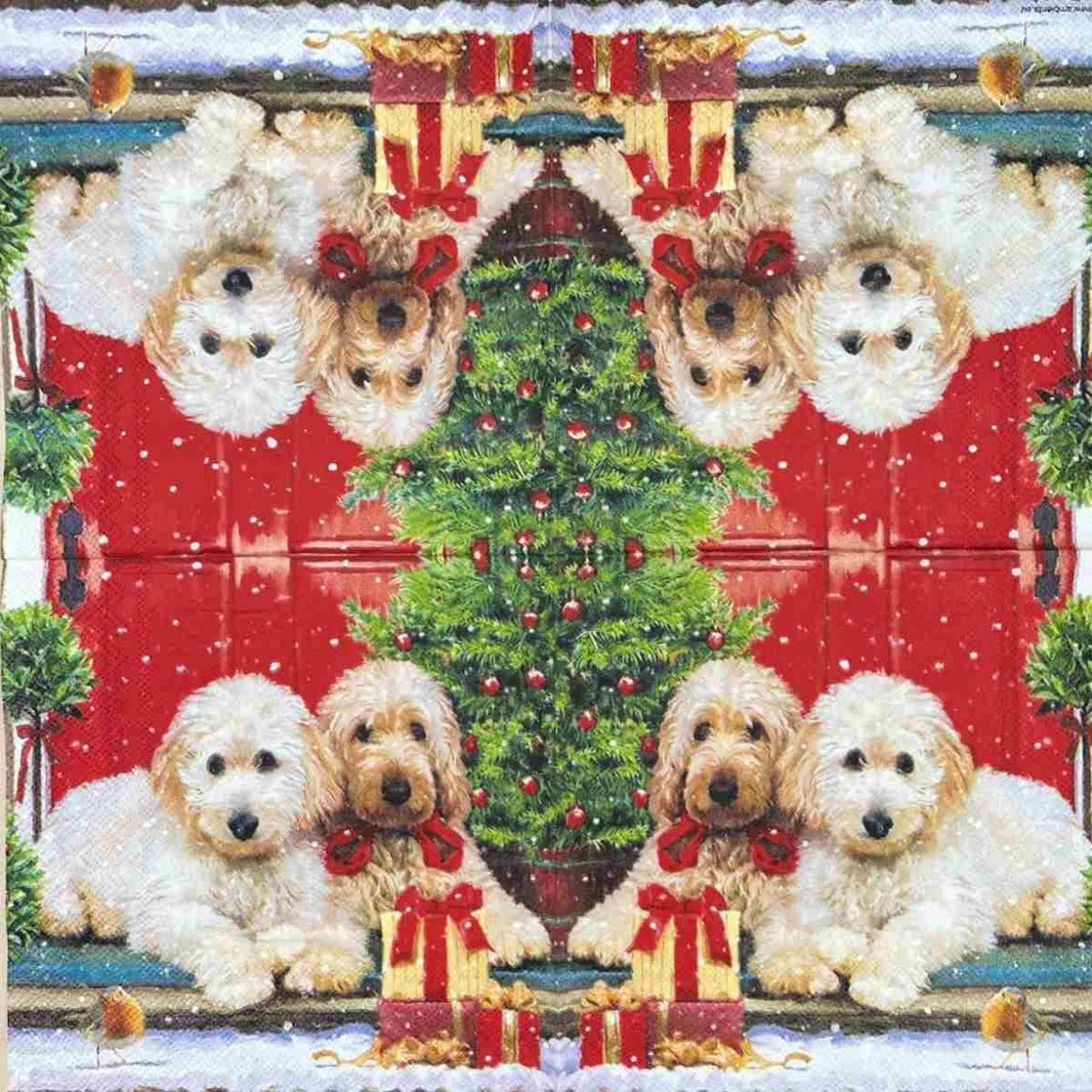Guardanapo Decoupage Natal Dogs At The Door 33318060 Ambiente com 2 peças - Palácio da Arte