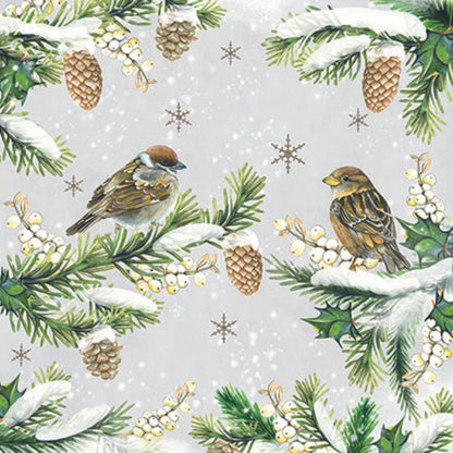 Guardanapo Decoupage Sparrows In Snow 33314740 Ambiente com 2 peças - Palácio da Arte