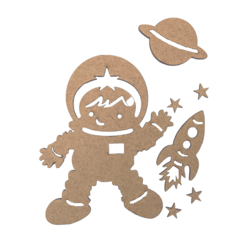 Kit Aplique Astronauta em MDF 7 peças - Palácio da Arte