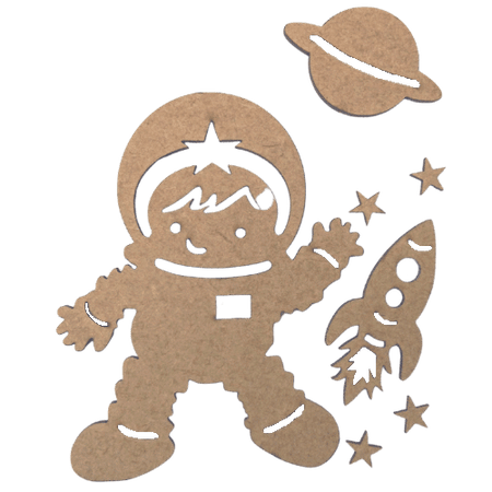 Kit Aplique Astronauta II em MDF 7 peças - Palácio da Arte