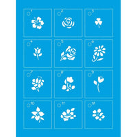 Kit Mini Stencil Litoarte STMI-004 4,5cm Flores 12 peças - Palácio da Arte