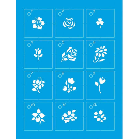 Kit Mini Stencil Litoarte STMI-004 4,5cm Flores 12 peças - Palácio da Arte