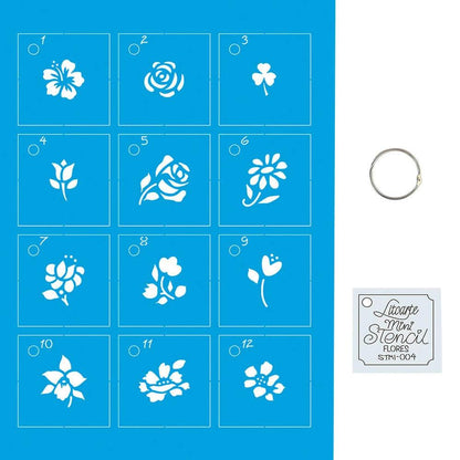 Kit Mini Stencil Litoarte STMI-004 4,5cm Flores 12 peças - Palácio da Arte