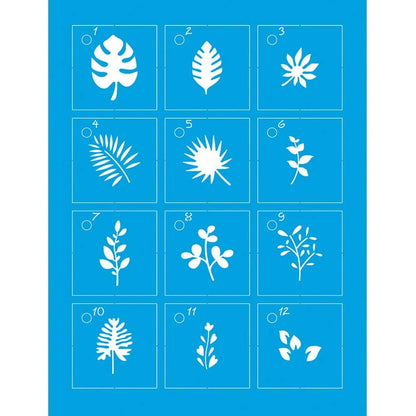Kit Mini Stencil Litoarte STMI-008 4,5cm Folhagem 12 peças - Palácio da Arte