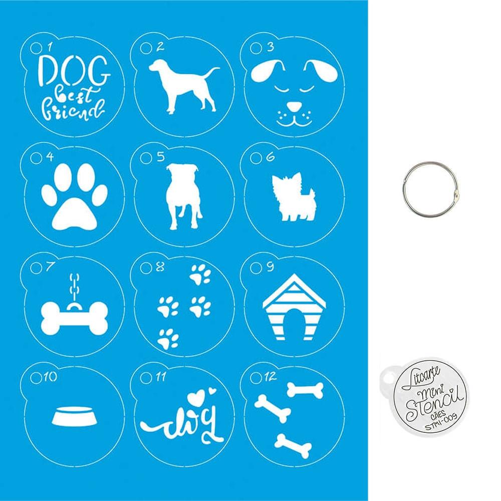 Kit Mini Stencil Litoarte STMI-009 4,5cm Cães 12 peças - Palácio da Arte