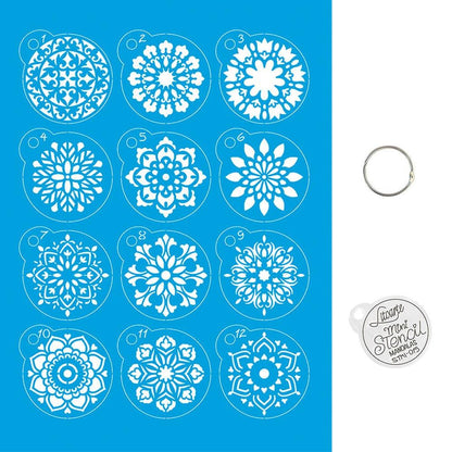 Kit Mini Stencil Litoarte STMI-015 4,5cm Mandalas 12 peças - Palácio da Arte
