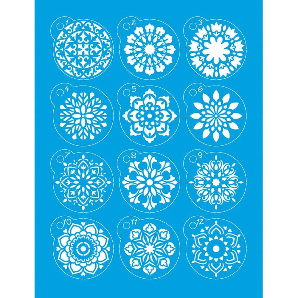 Kit Mini Stencil Litoarte STMI-015 4,5cm Mandalas 12 peças - Palácio da Arte