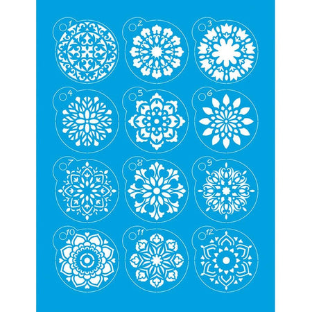Kit Mini Stencil Litoarte STMI-015 4,5cm Mandalas 12 peças - Palácio da Arte