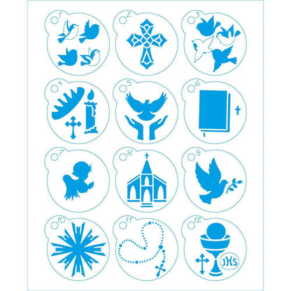 Kit Mini Stencil Litoarte STMI-028 4,5cm Religioso Eucaristia Primeira Comunhão 12 peças - Palácio da Arte
