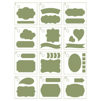 Kit Mini Stencil Litoarte STMI-029 4,5cm Tags para Planer 12 peças - Palácio da Arte