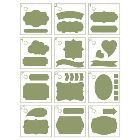 Kit Mini Stencil Litoarte STMI-029 4,5cm Tags para Planer 12 peças - Palácio da Arte