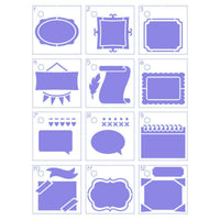 Kit Mini Stencil Litoarte STMI-030 4,5cm Tags e Moldura 12 peças - Palácio da Arte