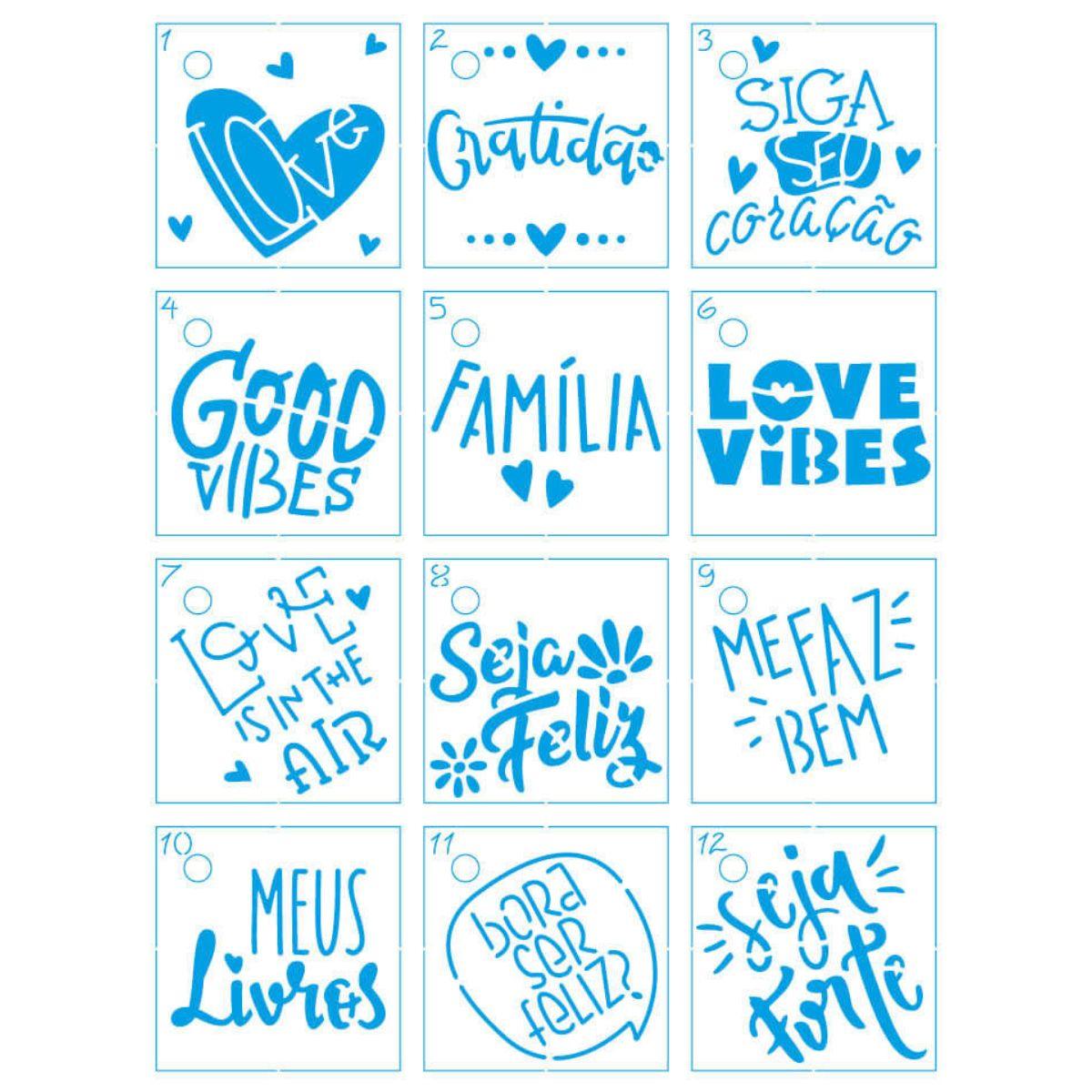 Kit Mini Stencil Litoarte STMI-033 4,5cm Letters 12 peças - Palácio da Arte