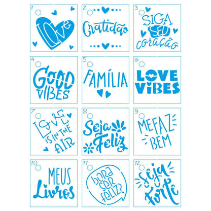 Kit Mini Stencil Litoarte STMI-033 4,5cm Letters 12 peças - Palácio da Arte