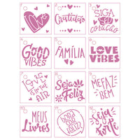 Kit Mini Stencil Litoarte STMI-033 4,5cm Letters 12 peças - Palácio da Arte