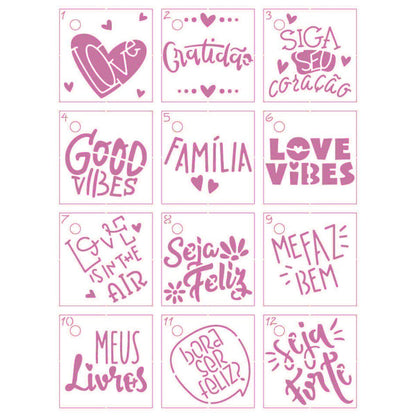 Kit Mini Stencil Litoarte STMI-033 4,5cm Letters 12 peças - Palácio da Arte