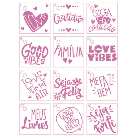 Kit Mini Stencil Litoarte STMI-033 4,5cm Letters 12 peças - Palácio da Arte